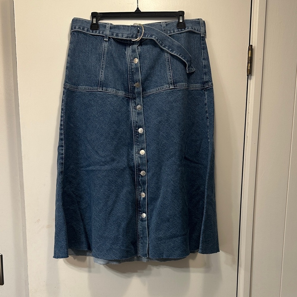 Rails Loma  Denim Button-Front Midi Skirt in Dark Blue